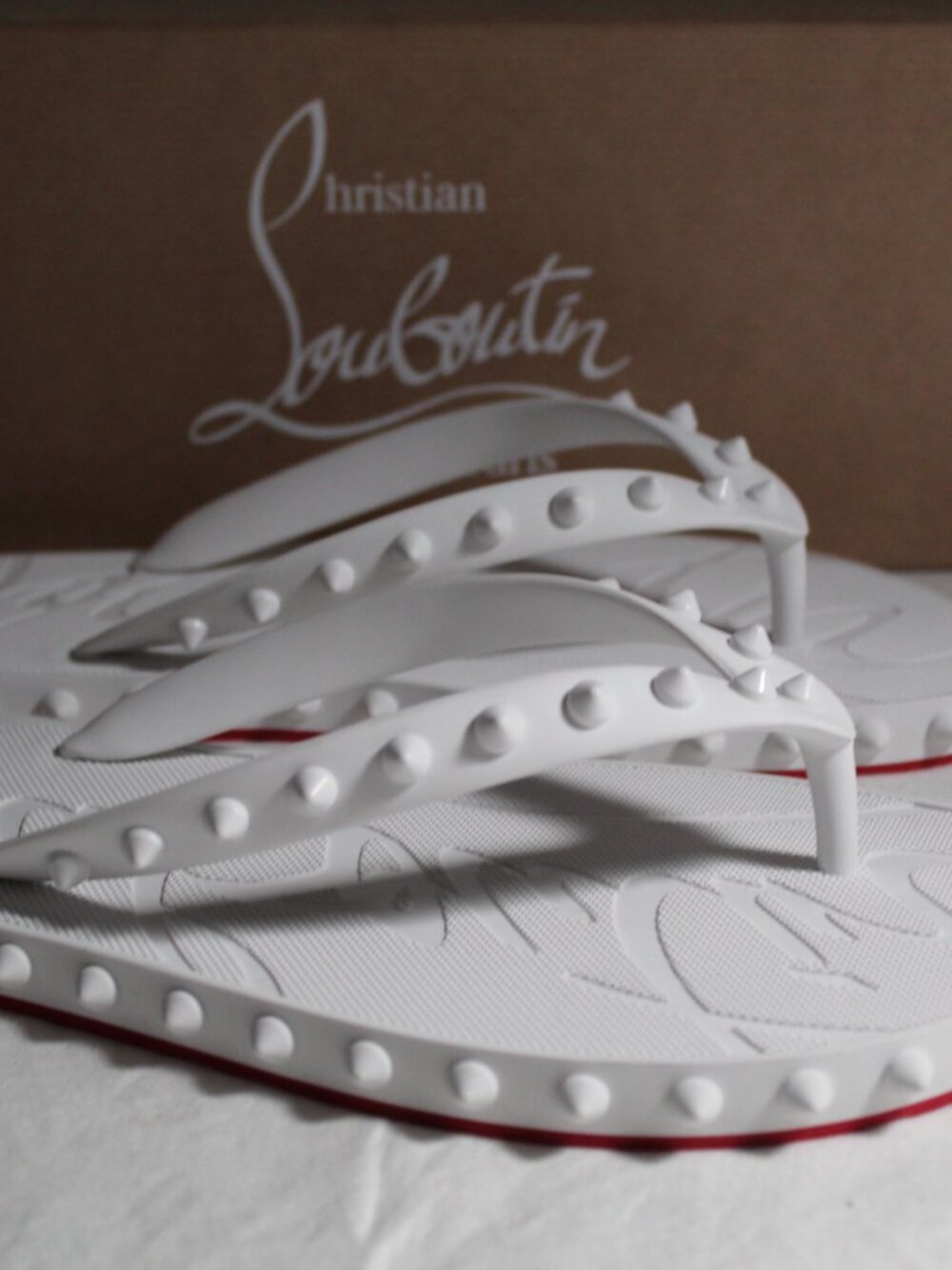 NWB Christian Louboutin Super Loubi Flip Flops Spiked Sandals Slip Ons Slide 39 - Picture 4 of 7